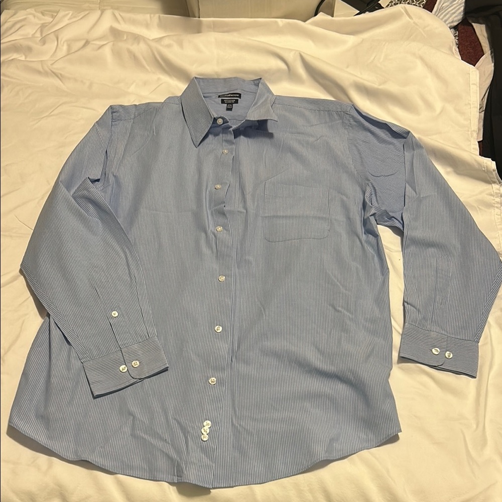 Croft & Barrow Blue Dress Shirt Long Sleeves Standard Collar